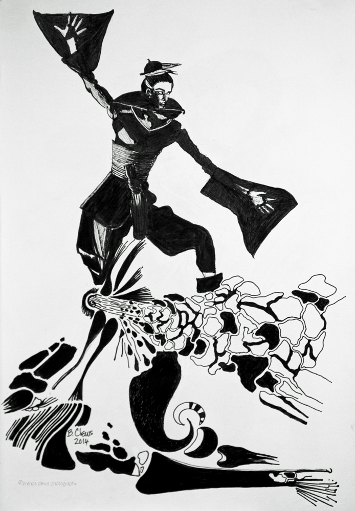 1 Cover – Ink Drawing, 2014, 11.5” x 16.5”, India ink, Moleskine sketchbook.