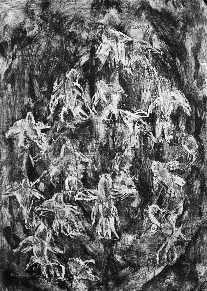 18 Coil of Koi in Dark Water, 2012, 8” x 11.5”, Moleskine folio Sketchbook, multi-media.