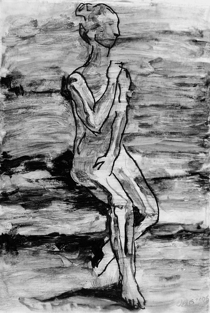 19 ‘perhaps the landscape isn’t what we rest in, perhaps the landscape is a consequence of who we are,’ 2006, 8” x 11”, oil, India ink on archival paper.