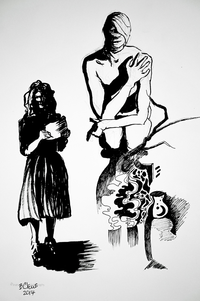 25 Writing, 2014, 11.5” x 16.5”, India ink, Moleskine sketchbook.