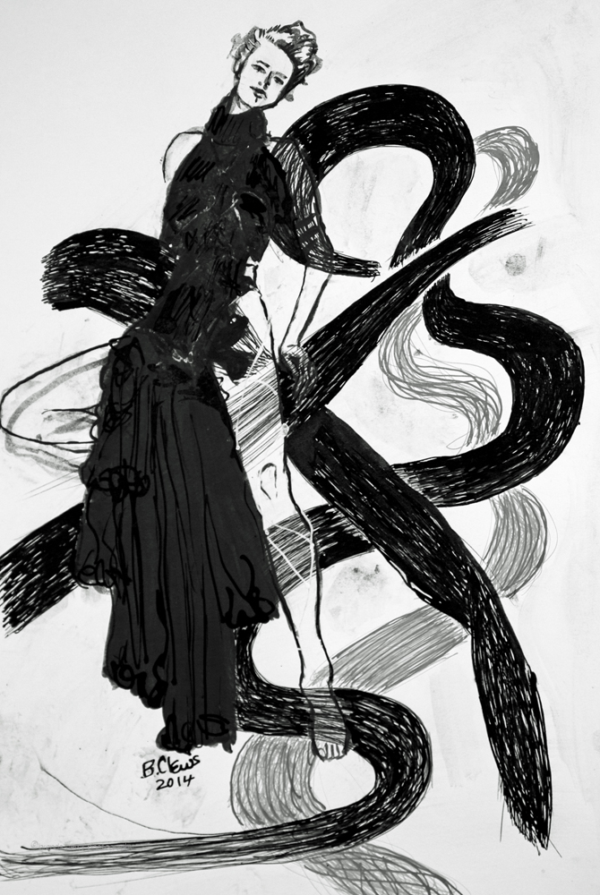 27 Delphic Oracle, 2014, 11.5” x 16.5”, India ink, Moleskine sketchbook.