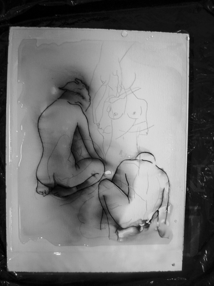 29 An earlier stage in the painting, Enfolded Luminosities: ‘Prostrations,’ 2006, 9 3/4”x12 1/4”, mixed media, watercolour paper.