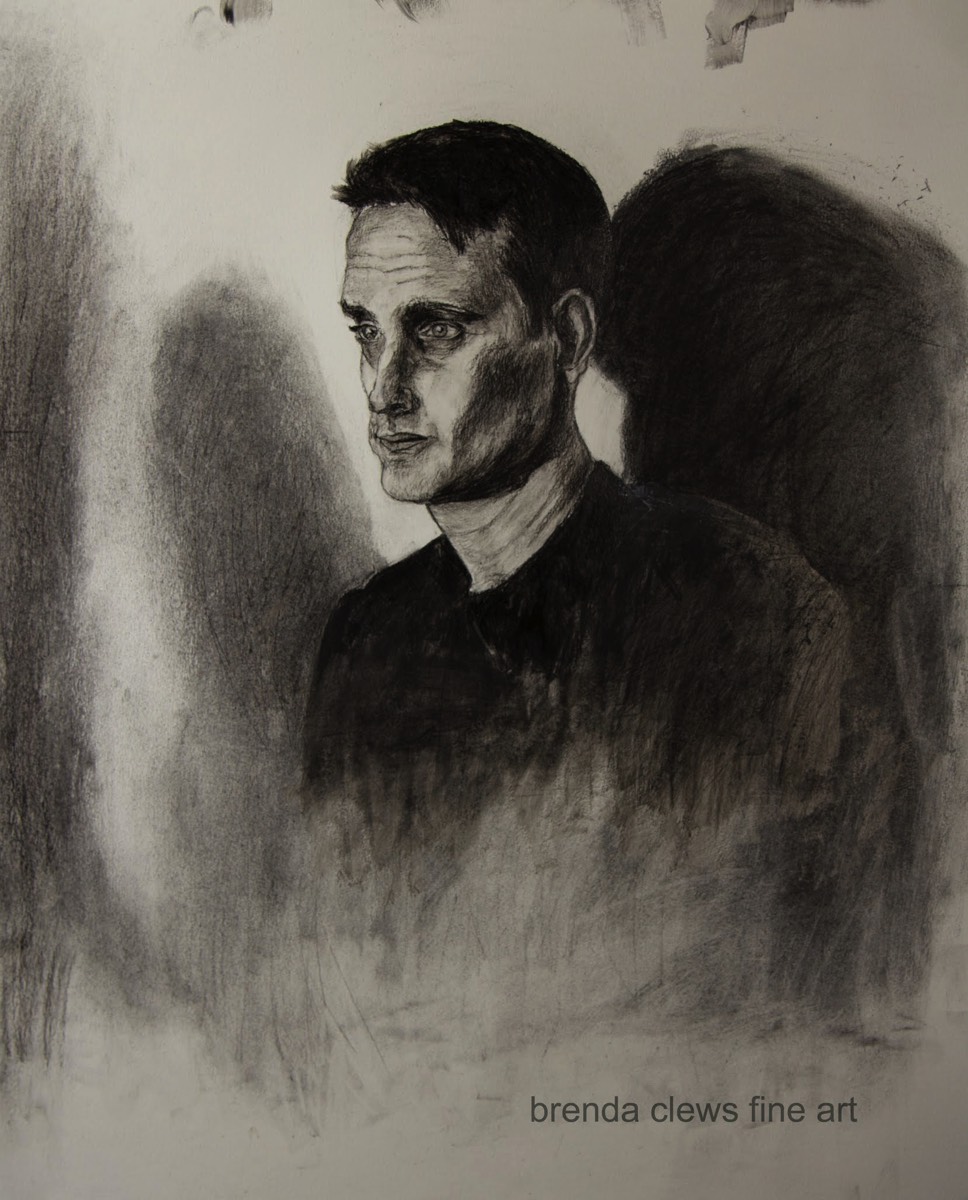 Noir Figure, 24in x 28in, graphite, willow and Prismacolor soft and hard charcoal on 140lb archival cold press watercolour paper.