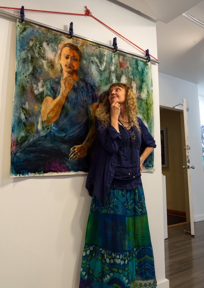 The artist with Portrait of the Artists Son, Arcadia Gallery, 2016
